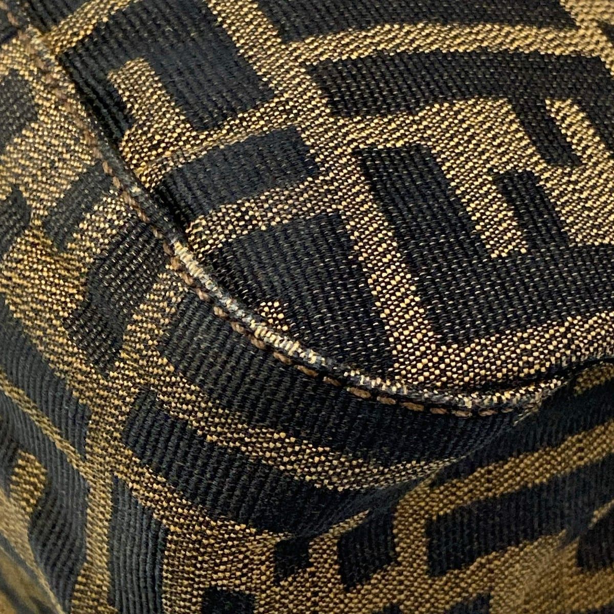 Fendi Shoulder Bag Zucca Pattern Mamma Bucket Beige Black Dark Brown Leather — view 6