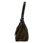 Fendi Shoulder Bag Zucca Pattern Mamma Bucket Beige Black Dark Brown Leather — view 4