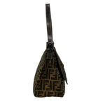 Fendi Shoulder Bag Zucca Pattern Mamma Bucket Beige Black Dark Brown Leather — view 2