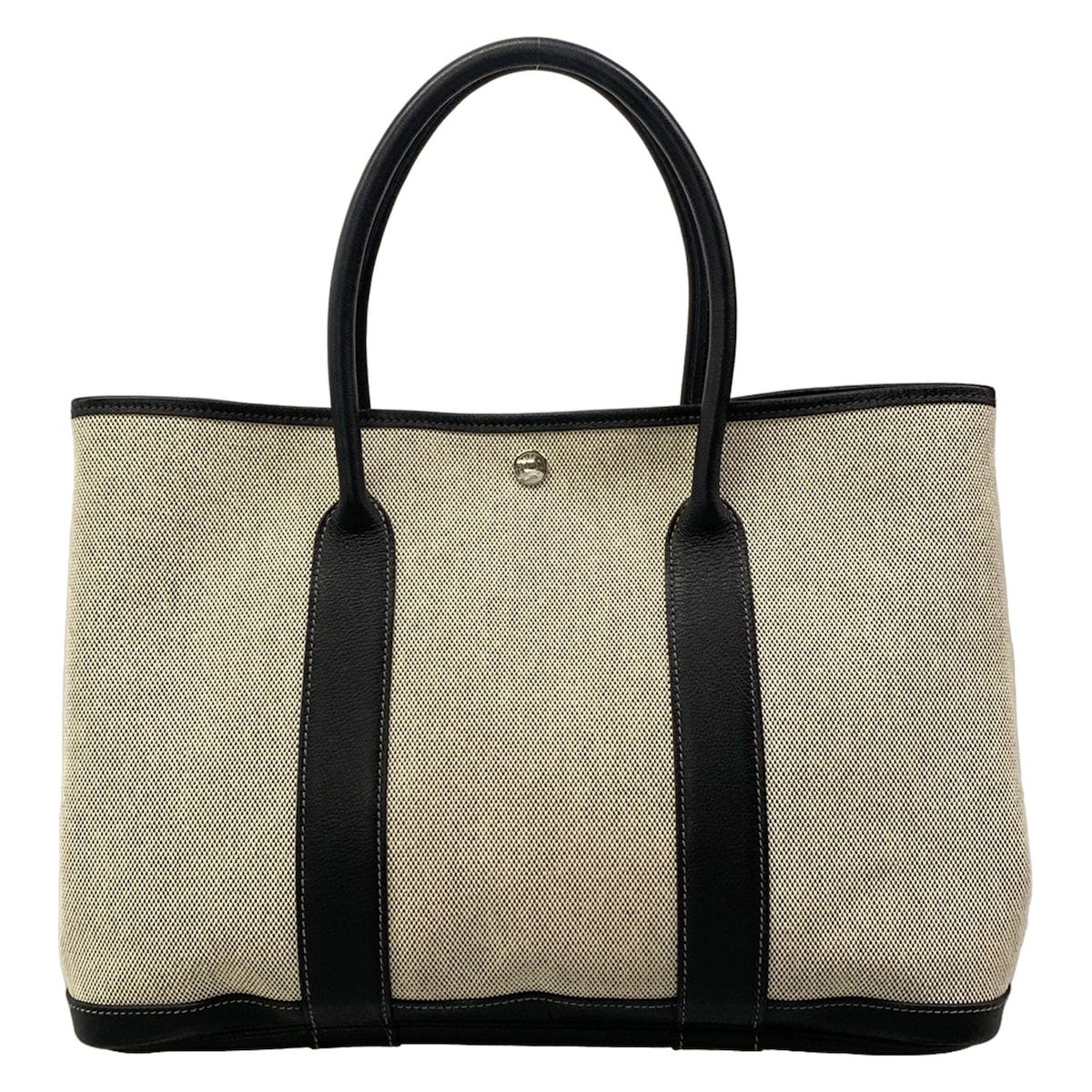Hermes Tote Bag Garden Party PM Ivory Black Silver