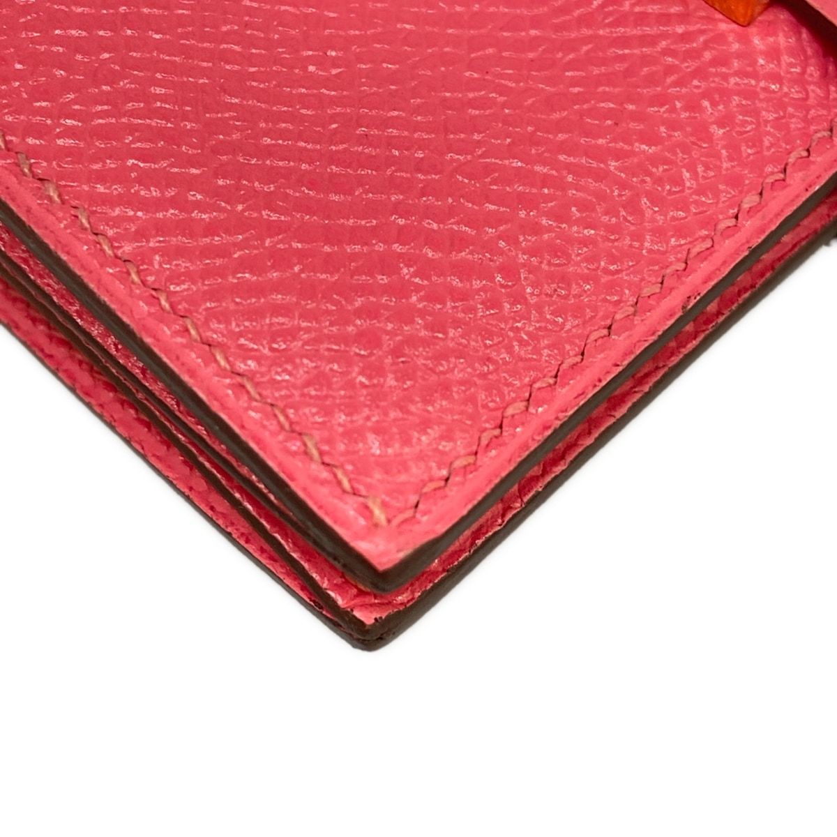 Hermes Coin Purse Bearn Mini Rose Azalea Gold — view 6
