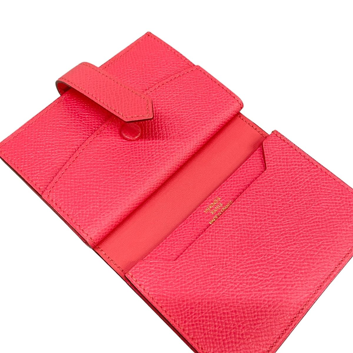 Hermes Coin Purse Bearn Mini Rose Azalea Gold — view 3