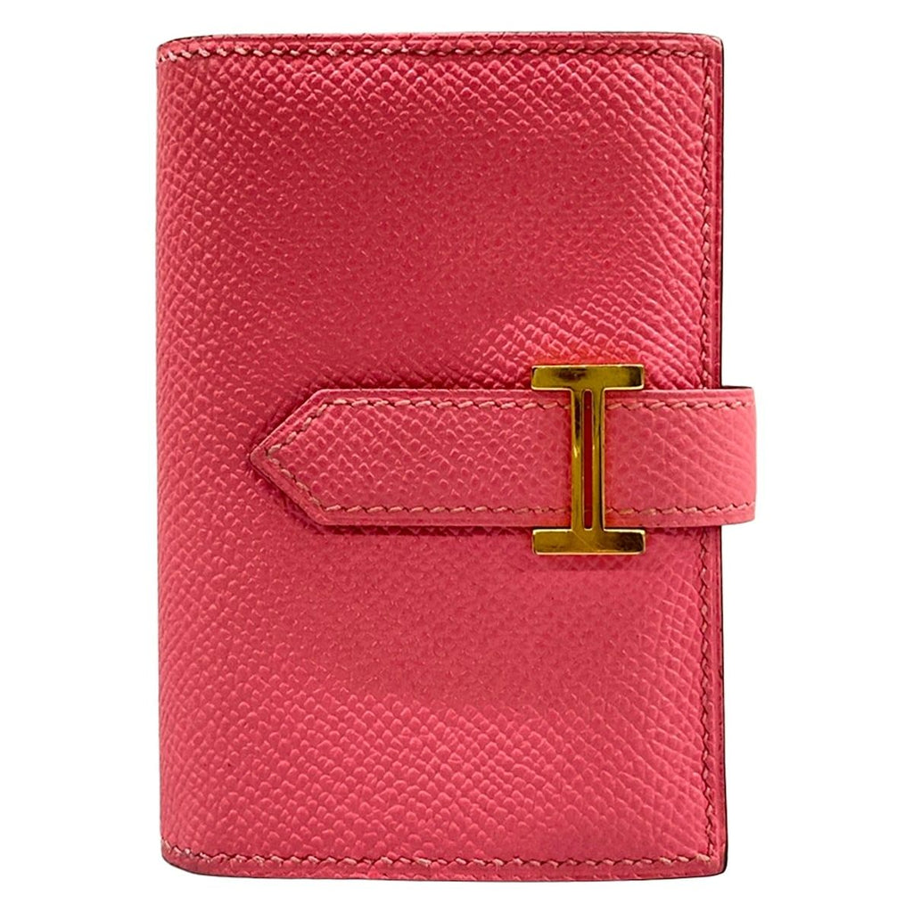 Hermes Coin Purse Bearn Mini Rose Azalea Gold