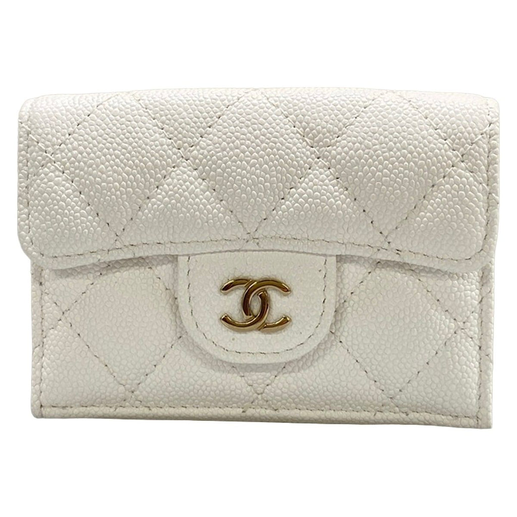 Chanel Trifold Wallet Classic Small Flap Quilted White