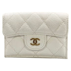 Chanel Trifold Wallet Classic Small Flap Quilted White