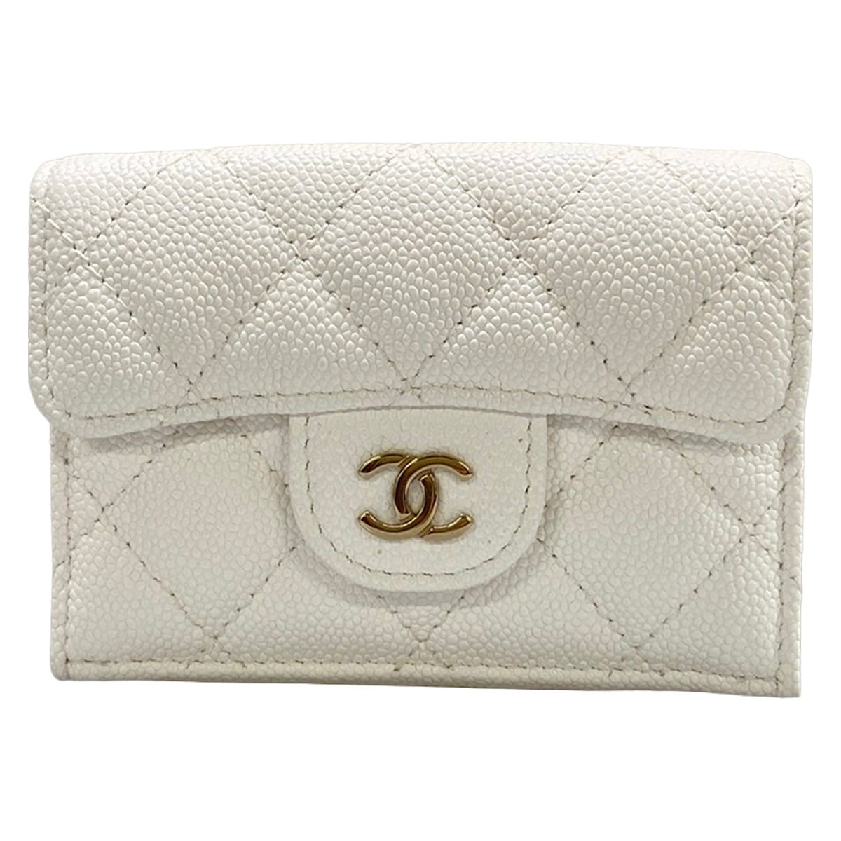 Chanel Trifold Wallet Classic Small Flap Quilted White