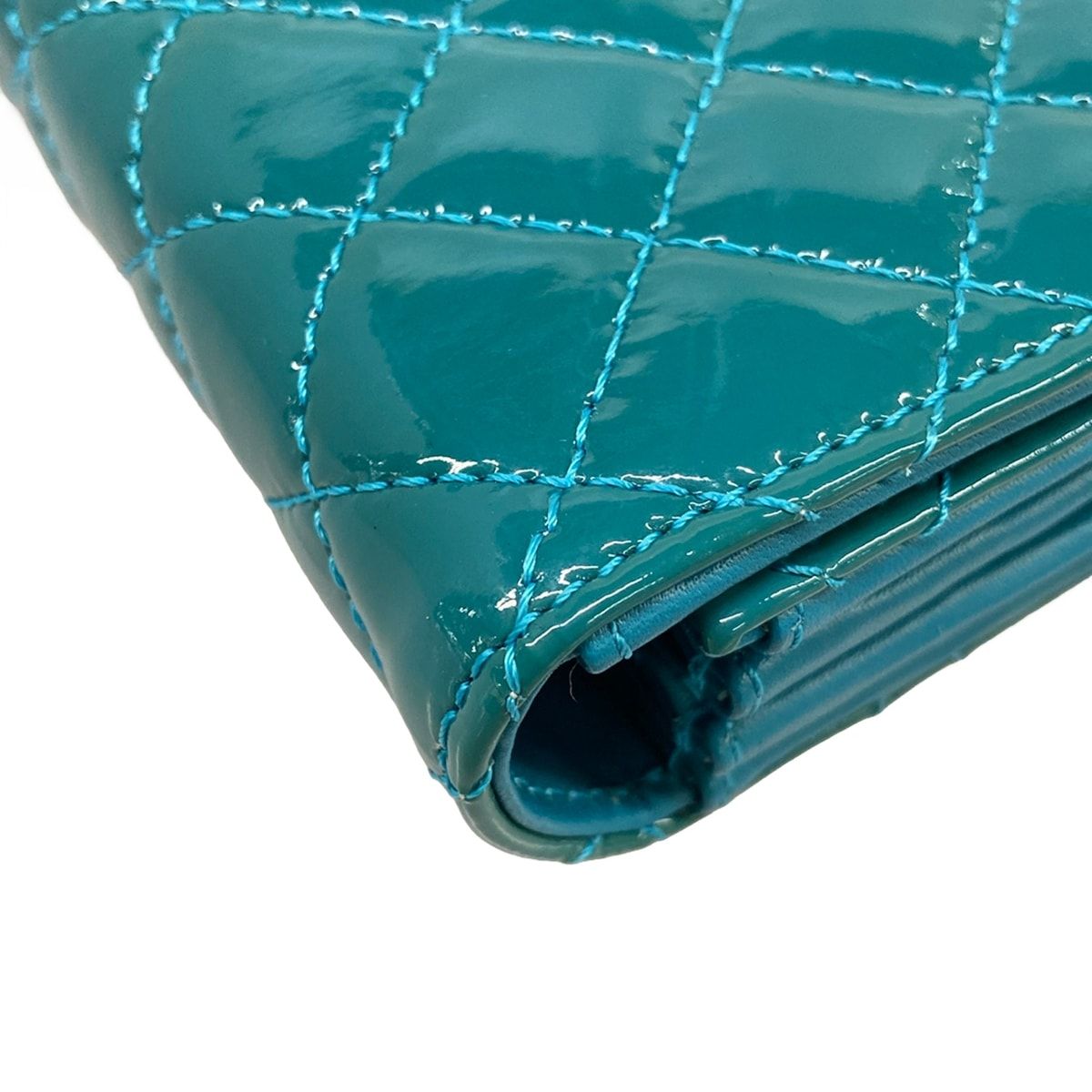Chanel Wallet Quilted Blue Chain Silver Leather Shoulder Bag — view 8