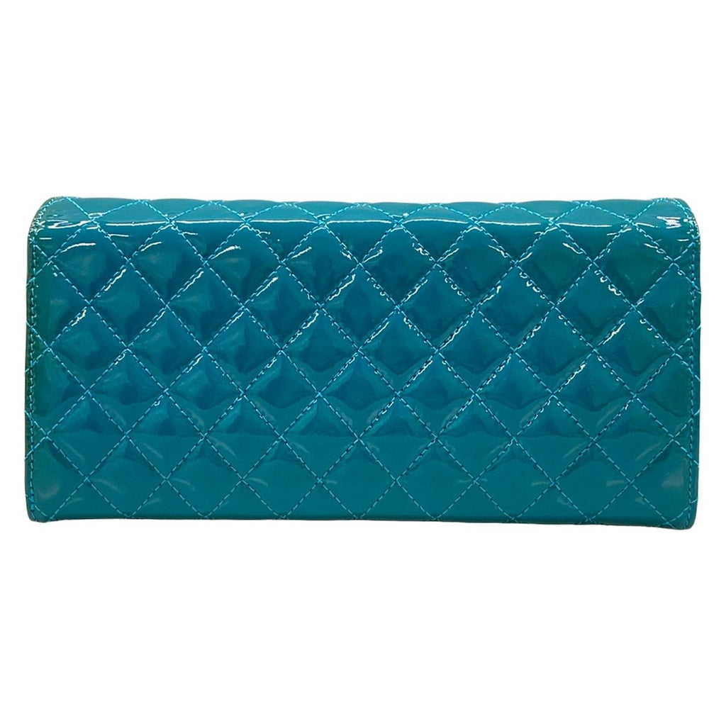 Chanel Wallet Quilted Blue Chain Silver Leather Shoulder Bag — view 2