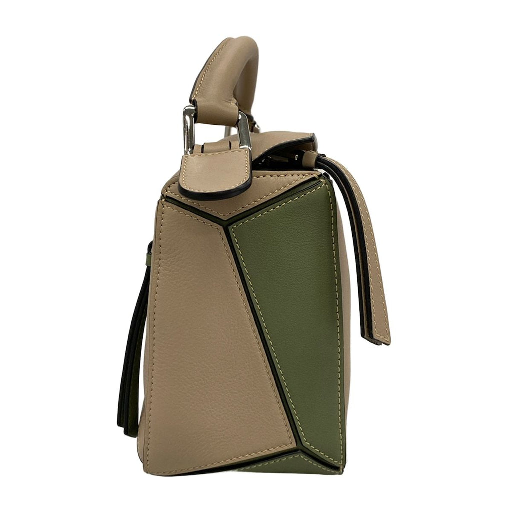 Loewe Handbag Puzzle Bag Small Beige White Khaki Tricolor — view 2