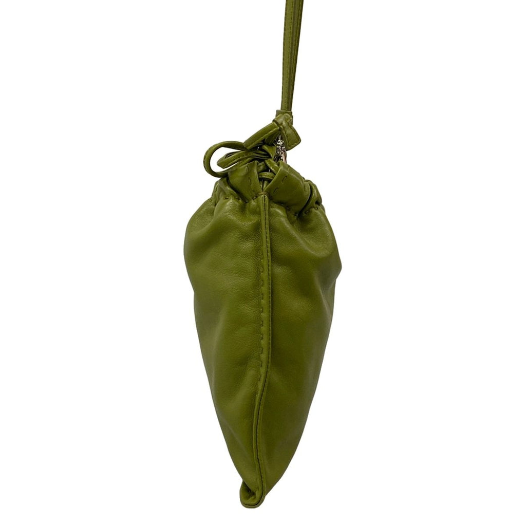 Prada Shoulder Bag Nappa Leather Smartphone Pouch Ivy Green Drawstring — view 4