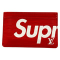 Louis Vuitton x Supreme Porte Cartes Simple Card Case Red White Leather