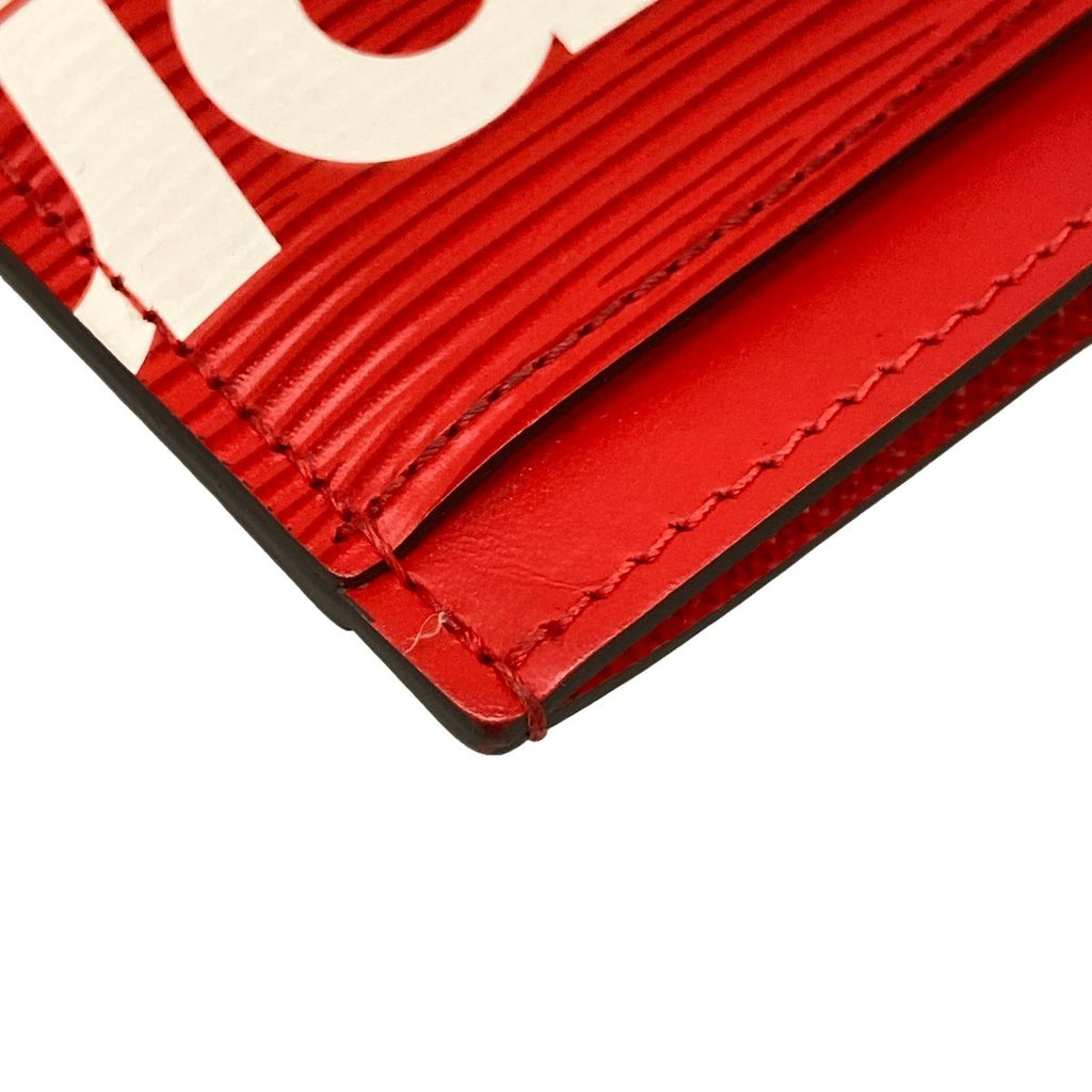 Louis Vuitton x Supreme Porte Cartes Simple Card Case Red White Leather — view 6