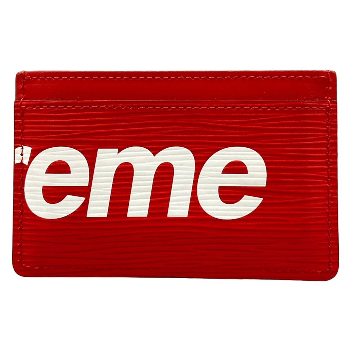 Louis Vuitton x Supreme Porte Cartes Simple Card Case Red White Leather — view 2