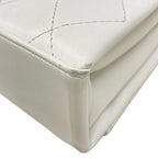Chanel Shoulder Bag Quilted White Chain Gold Flap Lambskin — view 8