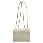 Chanel Shoulder Bag Quilted White Chain Gold Flap Lambskin — view 3