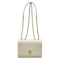 Chanel Shoulder Bag Quilted White Chain Gold Flap Lambskin
