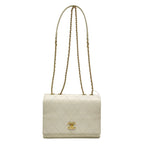 Chanel Shoulder Bag Quilted White Chain Gold Flap Lambskin