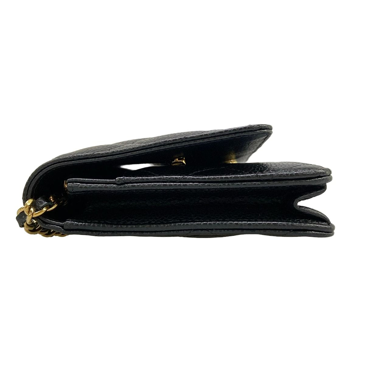 Chanel Wallet Quilted Black Chain Gold Shoulder Bag — view 8