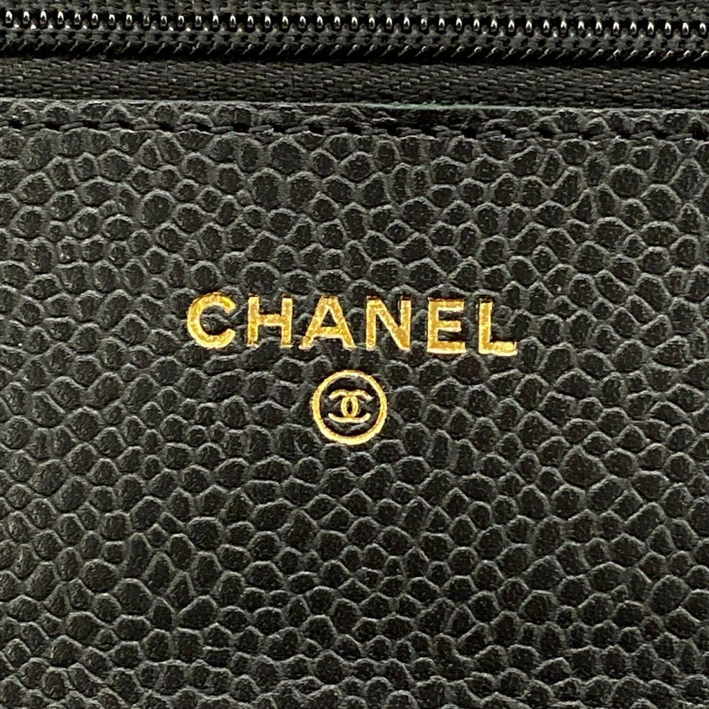 Chanel Wallet Quilted Black Chain Gold Shoulder Bag — view 5