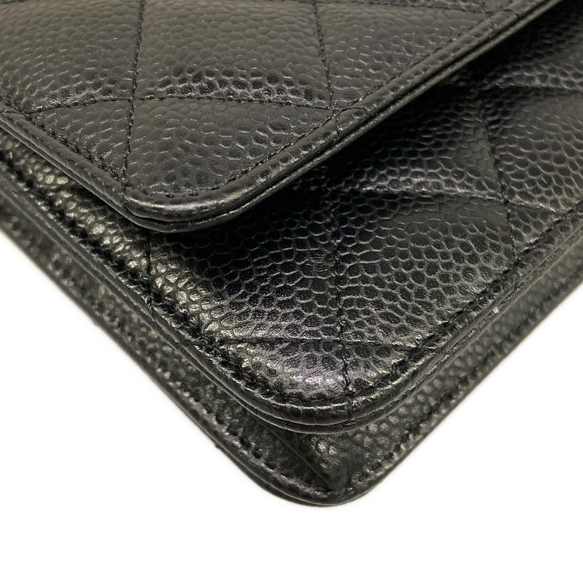 Chanel Wallet Quilted Black Chain Gold Shoulder Bag — view 6