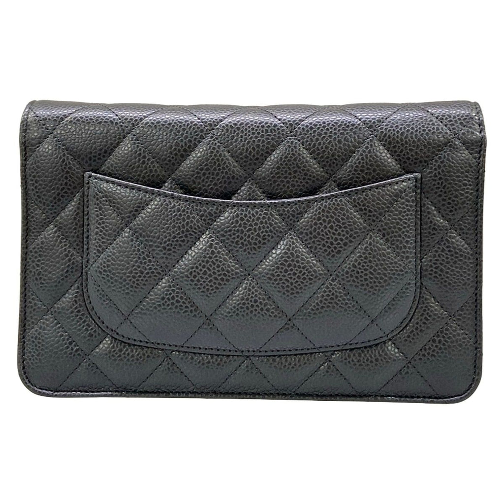 Chanel Wallet Quilted Black Chain Gold Shoulder Bag — view 2