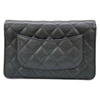 Chanel Wallet Quilted Black Chain Gold Shoulder Bag — view 2