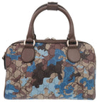 Gucci GG Camouflage Mini Boston Leather Blue Brown 2-Way Shoulder Bag — view 3