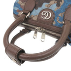 Gucci GG Camouflage Mini Boston Leather Blue Brown 2-Way Shoulder Bag — view 6