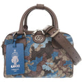 Gucci GG Camouflage Mini Boston Leather Blue Brown 2-Way Shoulder Bag