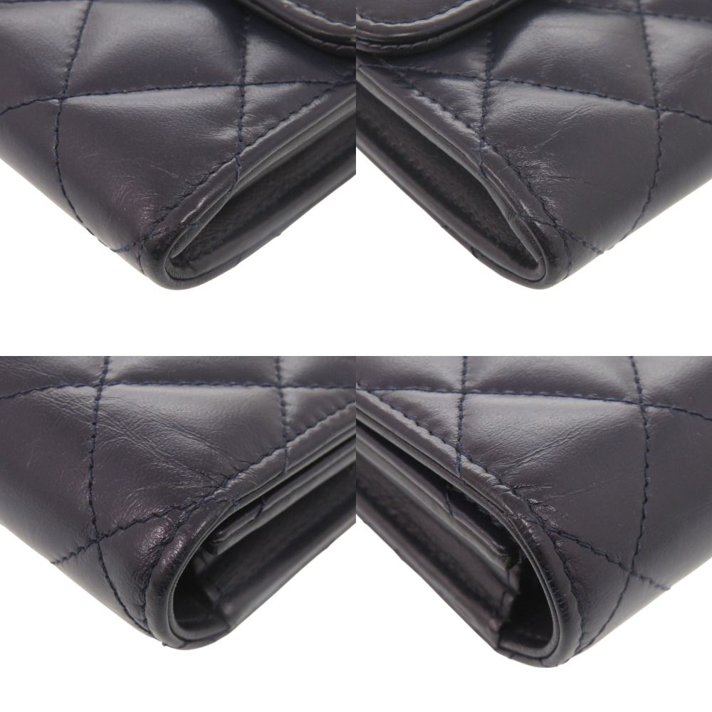 Chanel 2.55 Longflap Wallet Leather Gold Navy — view 3