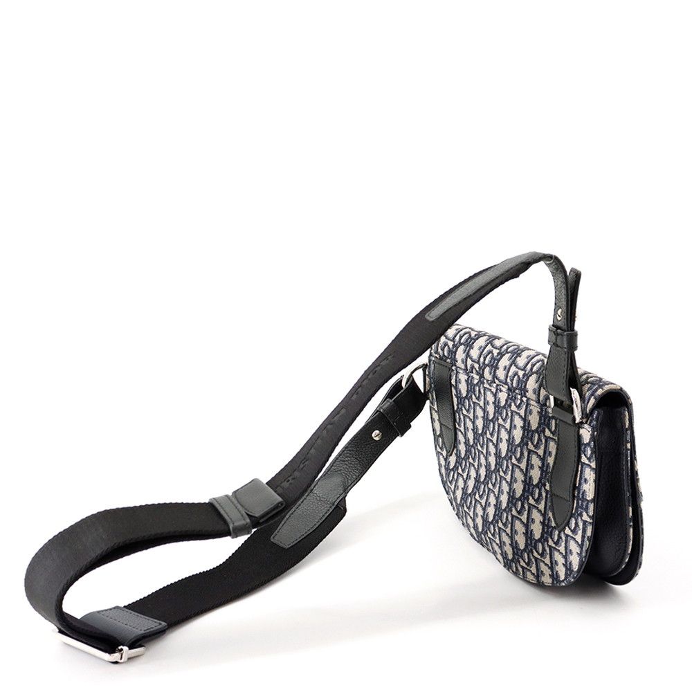 Dior Belt Bag Oblique Jacquard Saddle Pouch Black Trotter — view 2