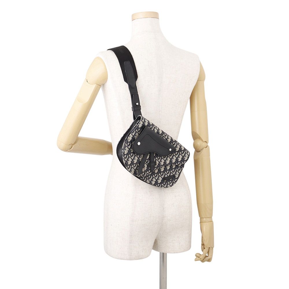 Dior Belt Bag Oblique Jacquard Saddle Pouch Black Trotter — view 5