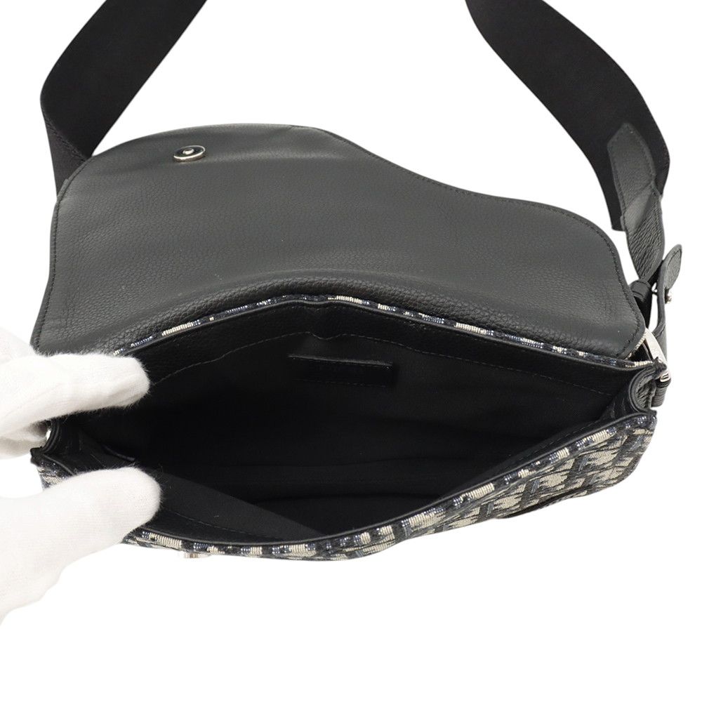 Dior Belt Bag Oblique Jacquard Saddle Pouch Black Trotter — view 6