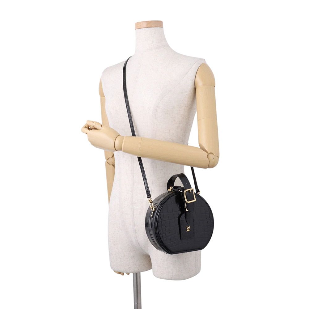 Louis Vuitton Crocodile Petite Boite Chapeau 2-Way Shoulder Bag Black — view 5