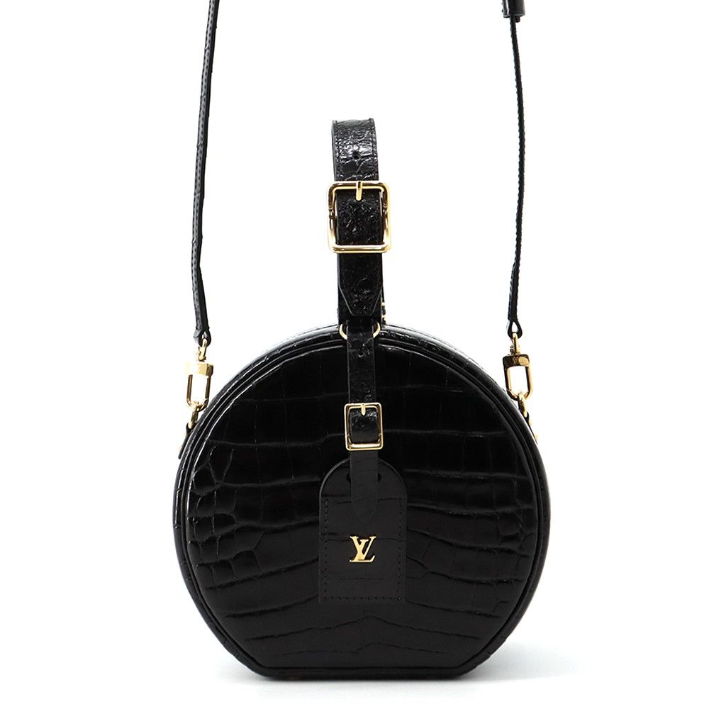Louis Vuitton Crocodile Petite Boite Chapeau 2-Way Shoulder Bag Black
