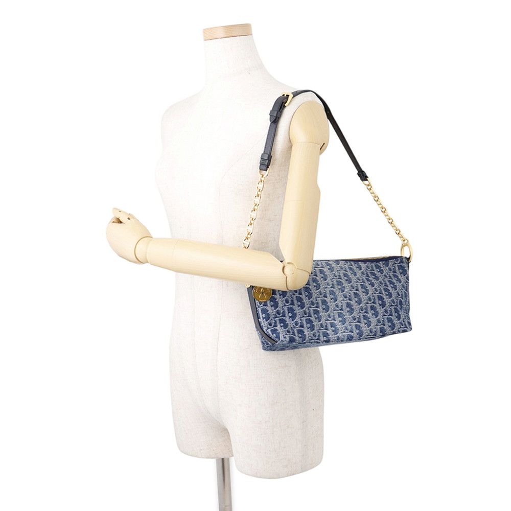 Dior Chain Shoulder Bag Star Oblique Hobo Denim Trotter — view 4