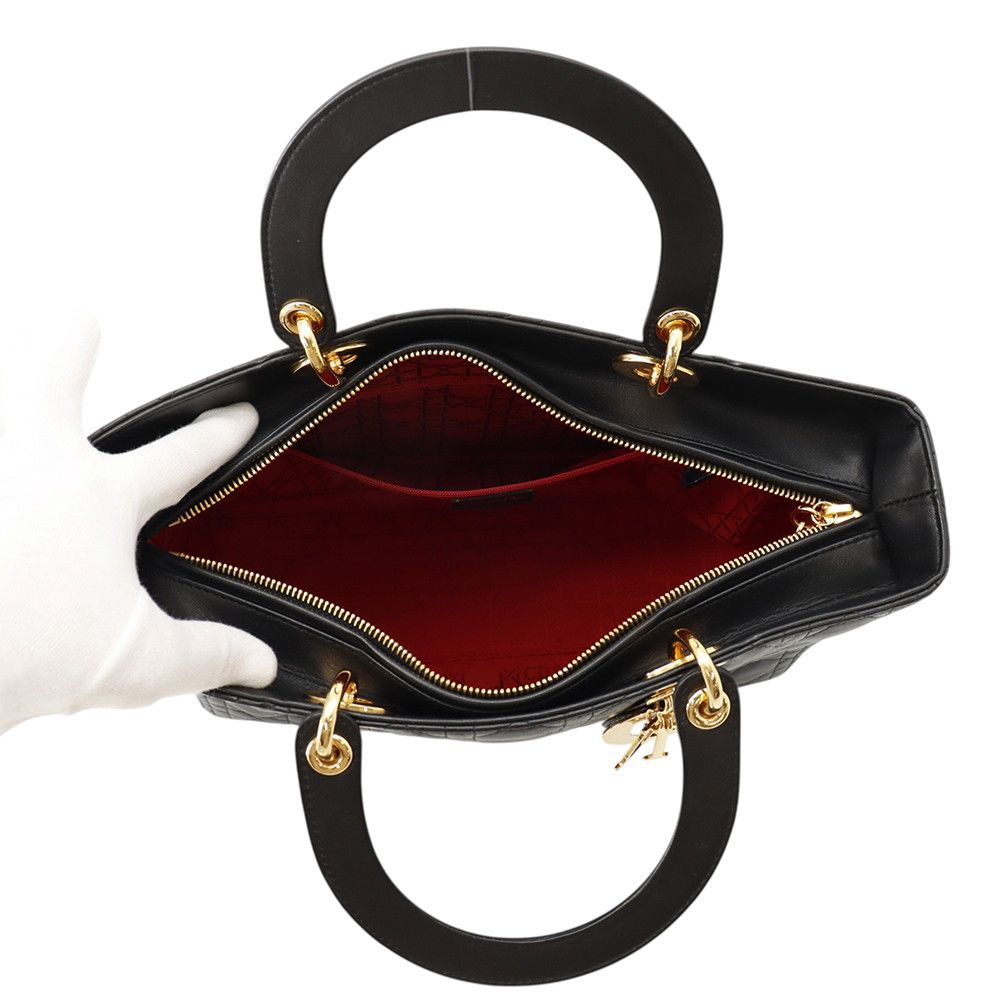 Dior Handbag Lady Cannage Large Lambskin 2-Way Black — view 6