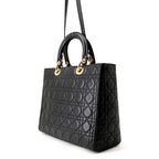 Dior Handbag Lady Cannage Large Lambskin 2-Way Black — view 2