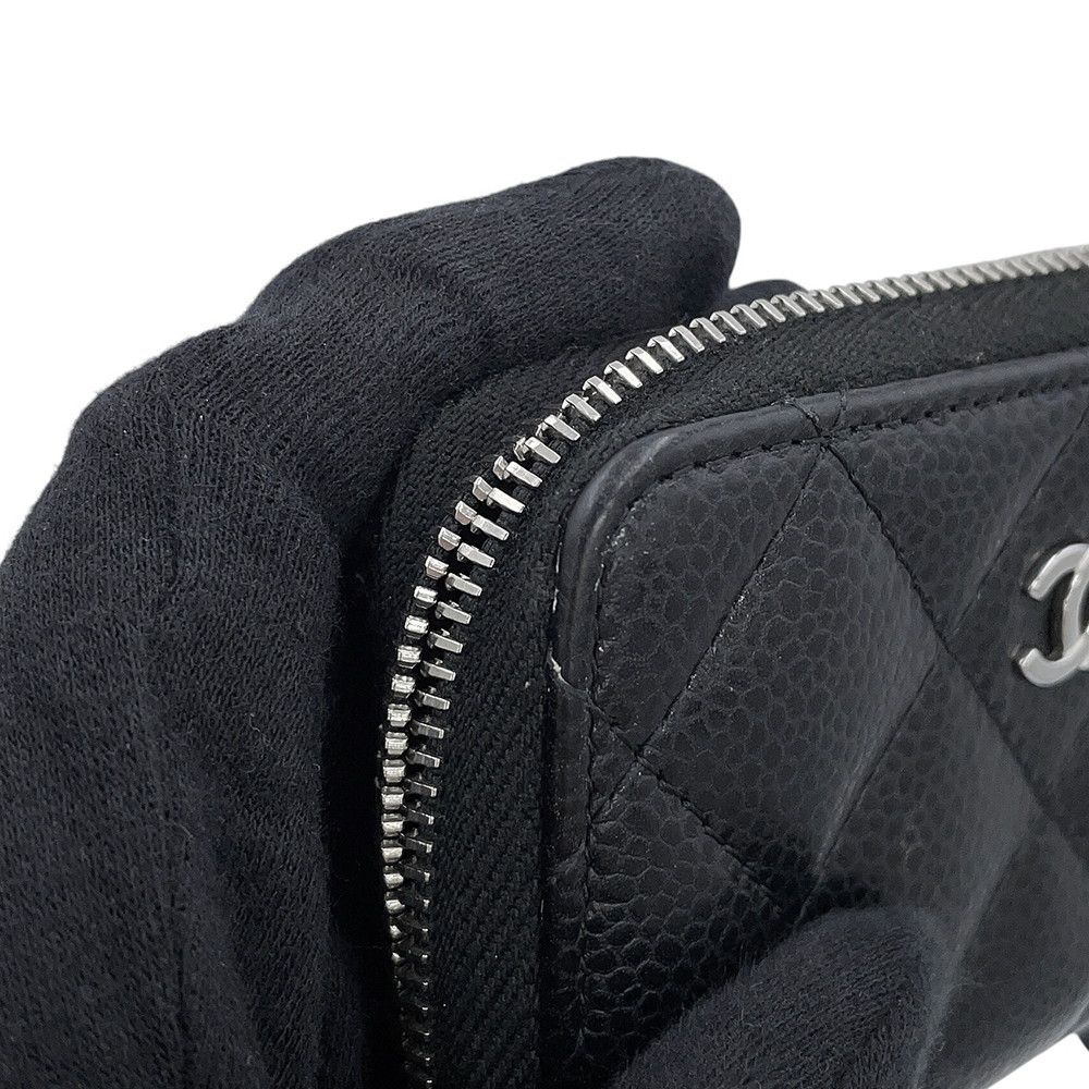 Chanel Coin Purse Quilted CC Logo Classic Zip Caviar Leather Black — view 6