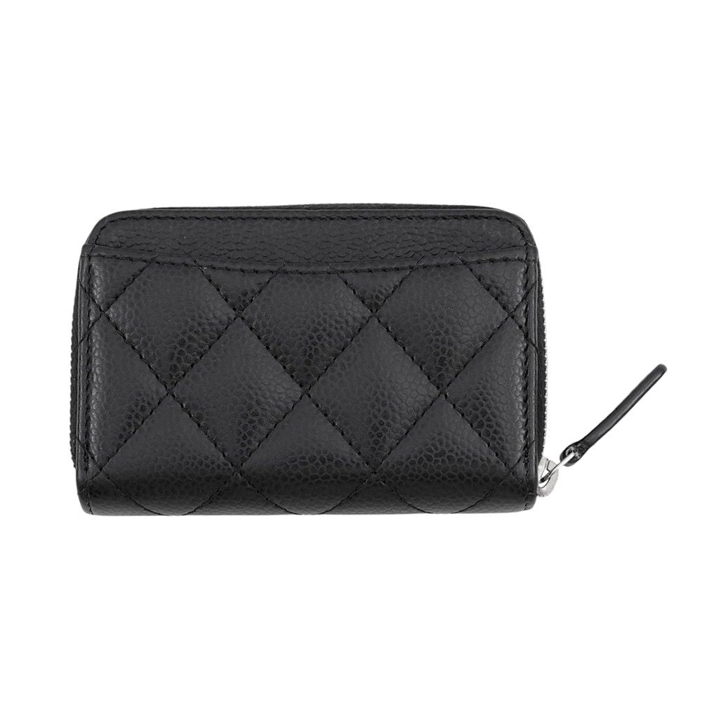 Chanel Coin Purse Quilted CC Logo Classic Zip Caviar Leather Black — view 3