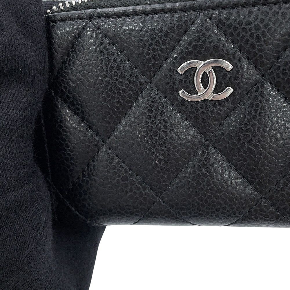 Chanel Coin Purse Quilted CC Logo Classic Zip Caviar Leather Black — view 5
