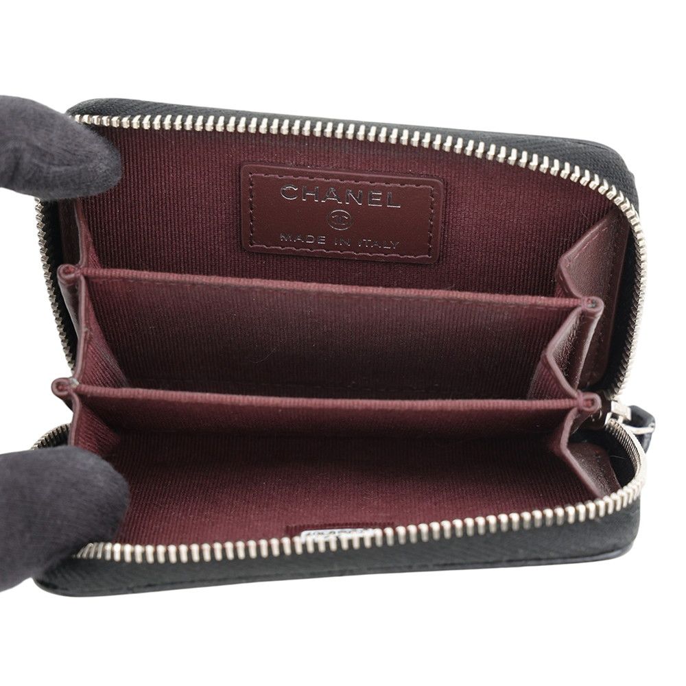 Chanel Coin Purse Quilted CC Logo Classic Zip Caviar Leather Black — view 4