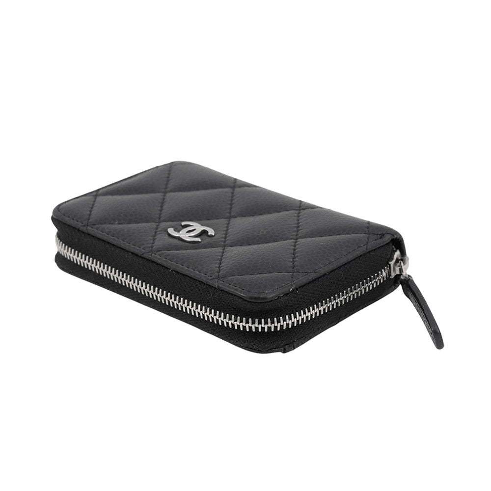Chanel Coin Purse Quilted CC Logo Classic Zip Caviar Leather Black — view 2
