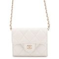 Chanel Chain Wallet Quilted CC Logo Mini Caviar Leather White Shoulder Bag