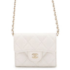Chanel Chain Wallet Quilted CC Logo Mini Caviar Leather White Shoulder Bag