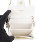 Chanel Chain Wallet Quilted CC Logo Mini Caviar Leather White Shoulder Bag — view 6