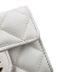Chanel Chain Wallet Quilted CC Logo Mini Caviar Leather White Shoulder Bag — view 7