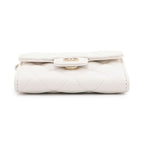 Chanel Chain Wallet Quilted CC Logo Mini Caviar Leather White Shoulder Bag — view 3