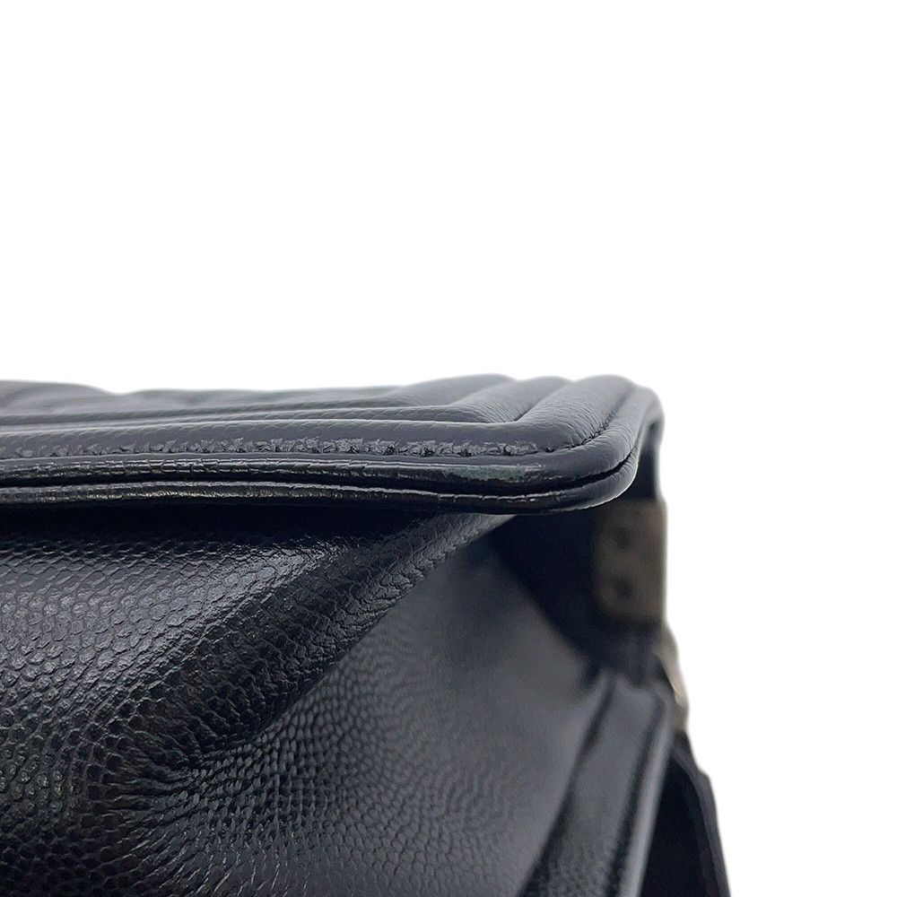 Chanel Chain Shoulder Bag Boy Small Quilted CC Logo Caviar Leather Boy Black — view 8