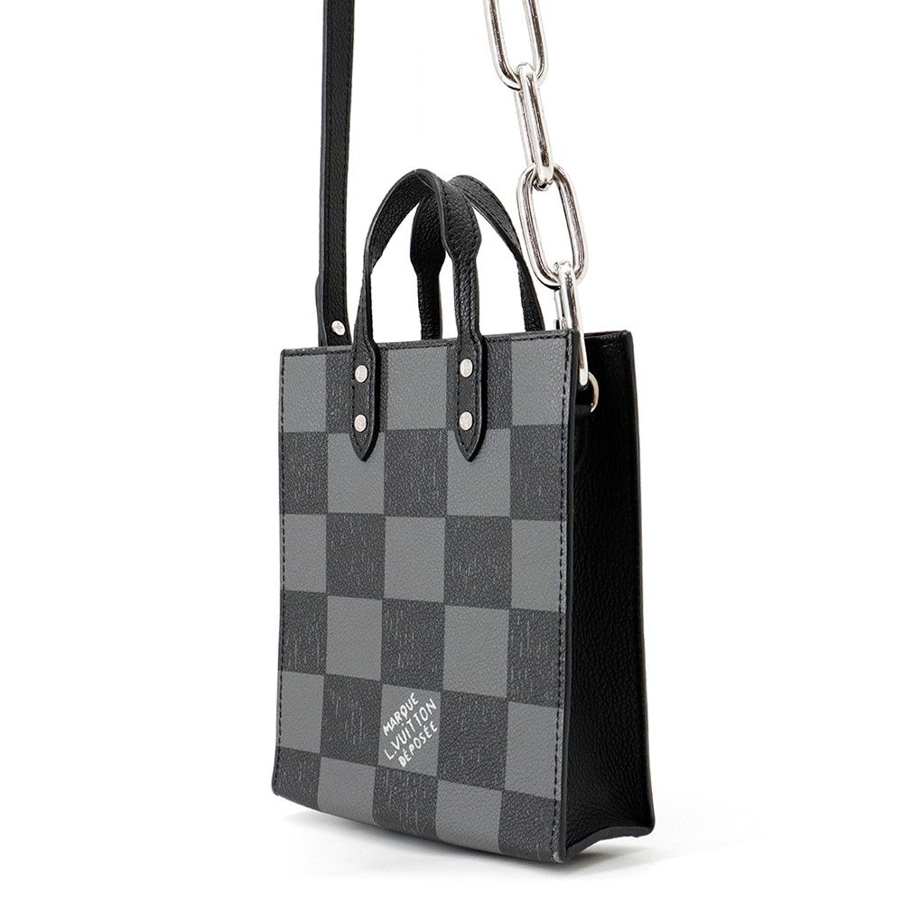 Louis Vuitton Handbag Damier Checkerboard Sac Plat XS 2-Way Black — view 2